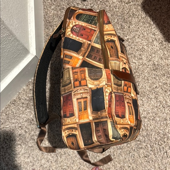 Patricia Nash Brown Architectural Print Backpack - Picture 4 of 7